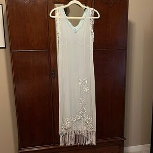 Vintage Fringe Floral Slip Dress